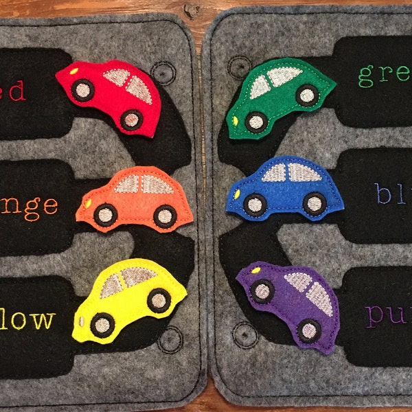 Boy Gift Busy Book Page Car Garage color match page children learning toddler learning quiet book page idea toddler quiet book teach