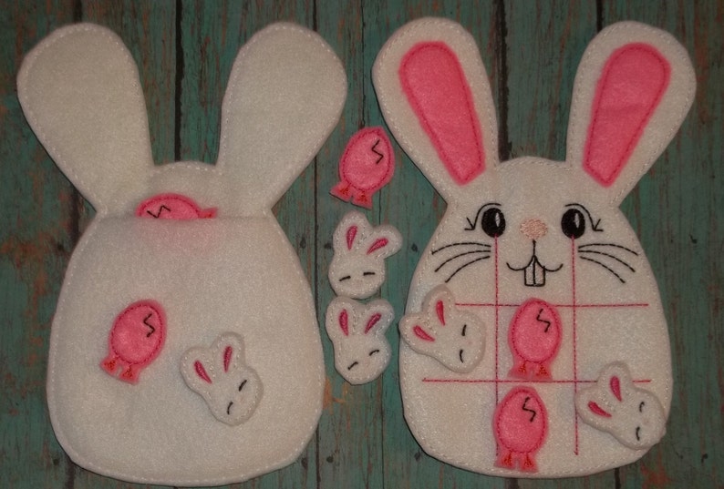 Easter Bunny Tic Tac Toe Felt Game Embroidered Board Games Educational ...
