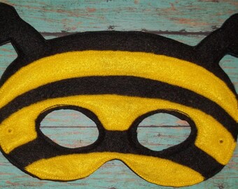 Felt Bee Mask bumblebee Halloween Insect Bug Pretend Play Teach Learn Educational Imagination Story Time Play Along Home School Montessori