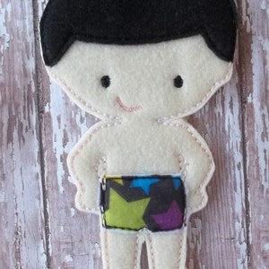 Handmade Felt Doll Mark Dress up Doll, felt Doll, Non Paper Doll, Embroidered Doll, Builds Imagination, Listing for one doll only