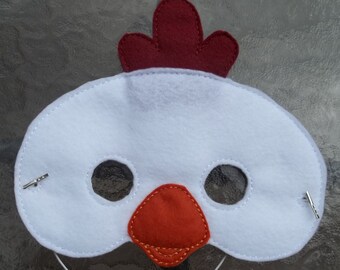 Child Gift Felt Chicken Mask Hen chick Farm Animal Pretend Play Teach Learn Educational Imagination Story Time Play Along Home School