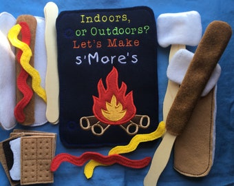 Felt Food Campfire Busy Book Set Felt S'mores Smores Felt Hot Dog Felt Frankfurter Play Campfire Felt Campfire Toy Campfire Camp Party