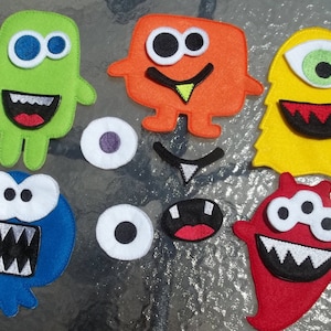 Monster Game Toy Felt Game Busy Book Quiet Felt Board 5 Monsters 7 mouth pieces 7 eye pieces Classic Game
