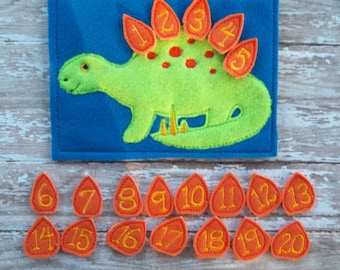 Dinosaur Counting Game, Learn, Kids Activity, board game, Toddler Learning, Math Game, Travel game, Children Learning, Preschool Learning