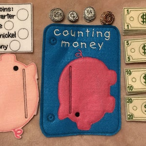 Busy Book Pig Bank Currency Coins Felt Toy Educational Teach Counting Money Making Learn Children Child Gift Saving Travel Toy