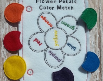 Flower color match Busy Book page Girl Gift childrens learning toddler learning Add On Page toddler quiet book quiet book page home school