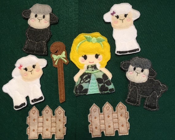 Little Bo Peep Finger Puppet Set Includes Bo Peep Staff Fence Sheep Party  Favors Party Pack Nursery Rhyme Child Toddler Story Time Game Toy 
