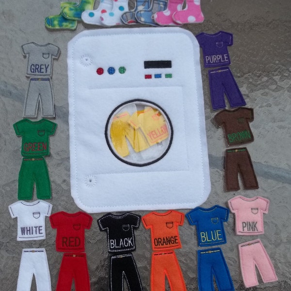 Felt Book Busy book Washing Machine Matching Spell Color Shape Sorting Busy Bag Page Washer 30 Pieces Laundry Brain exercise activity