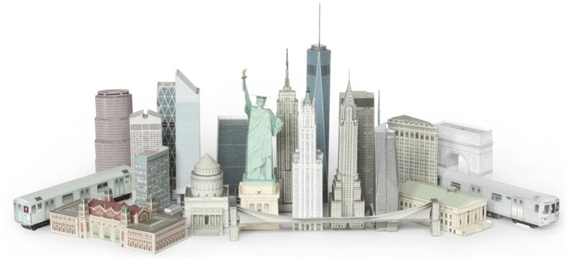 Build Your Own New York Postcard Paper Model Kits Etsy