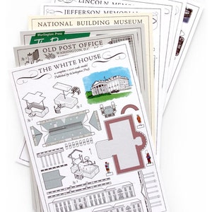 Build Your Own DC architectural paper model postcards