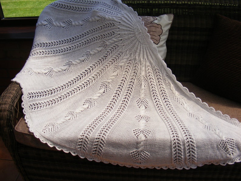 Celeste Cable Semicircular Baby Shawl Knitting Pattern in DK Instant