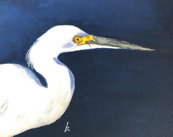 Snowy Egret, beach house art