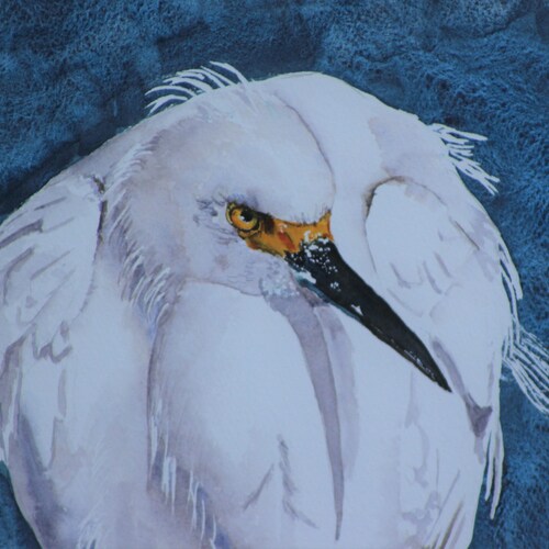 Egret painting, Heron painting, Snowy Egret art, Pass a Grille FL art, Coastal bird art, Merry Pier art, Egret wall art, shops White Heron art