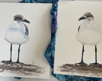 Seagull painting, bird lover gift, set of two