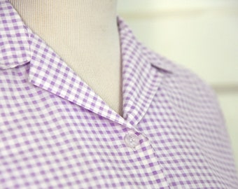 Purple Checkered button up Blouse