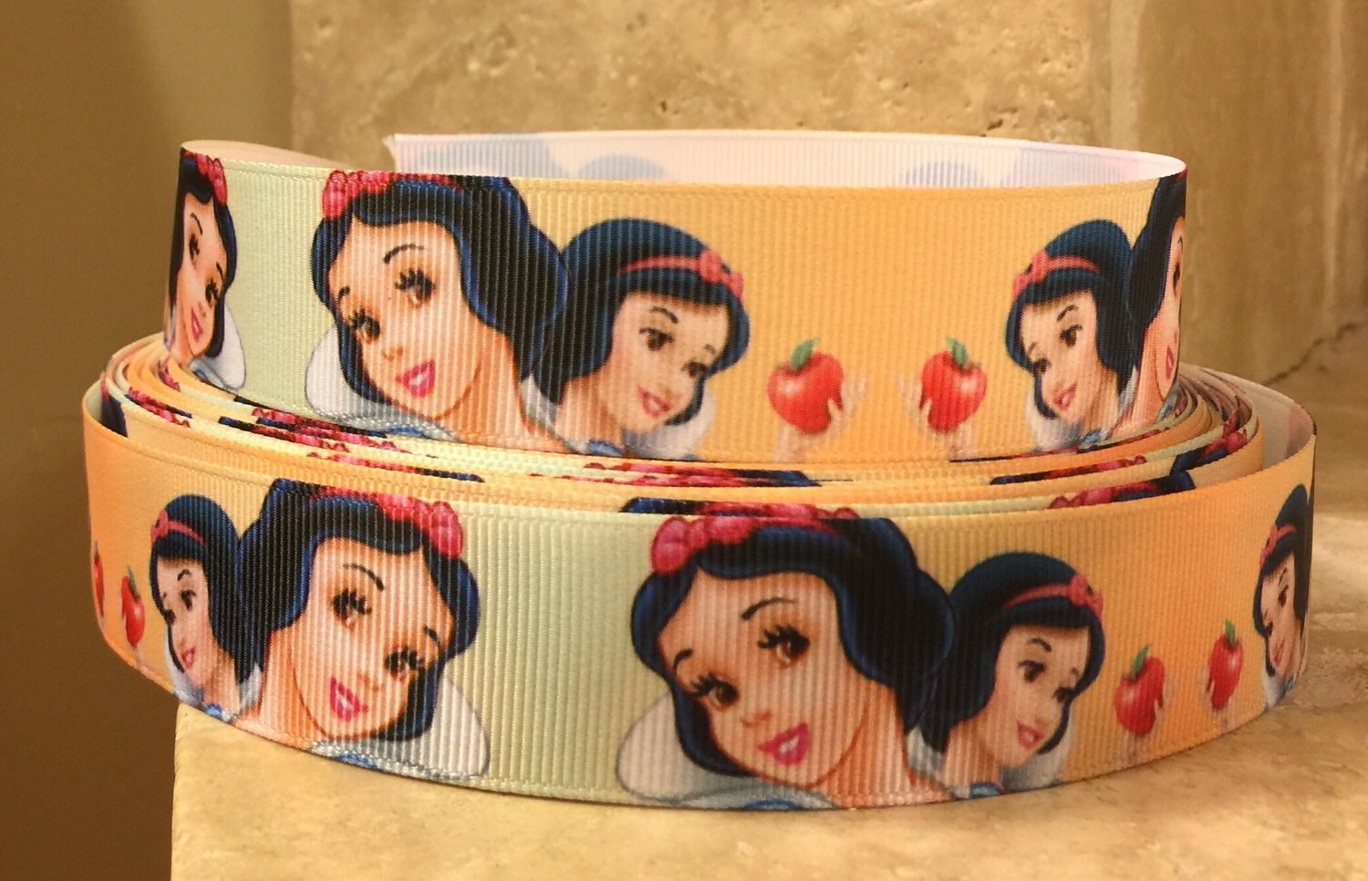 5 YDS Snow White w/apple Ribbon | Etsy