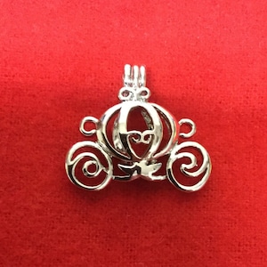 Cinderella Princess Carriage Pearl Cage Charm Pendant