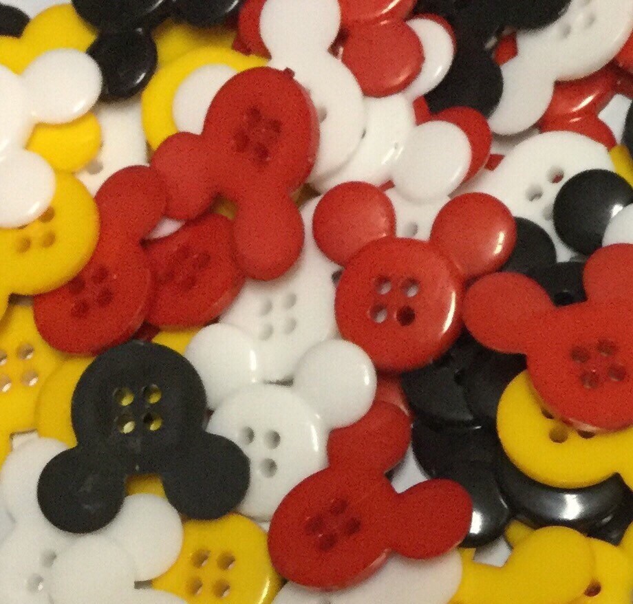Set of 20 Mickey Mouse Colored Buttons Etsy