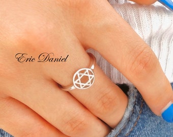 10K, 14K & 18K Solid Gold Jewish Star Ring in White, Yellow or Rose Gold, Star of David Ring - Jewish Jewelry - Religious Ring