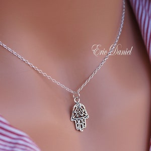 Hamsa Hand Pendant in Solid Gold of 10K, 14K ,18K in White, Yellow or Rose Gold, Good Luck Jewelry, Protective charms, Religious Charms
