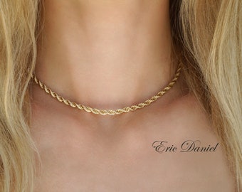 18K Gold Filled Rope Chain Necklace - Stackable Choker