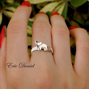 10K 14K 18K Massiver Gold Baby Elefanten Ring in Gelb, Rose oder Weißgold, Geschenk für Mutter, Glücksring, Tierliebhaber Ring.