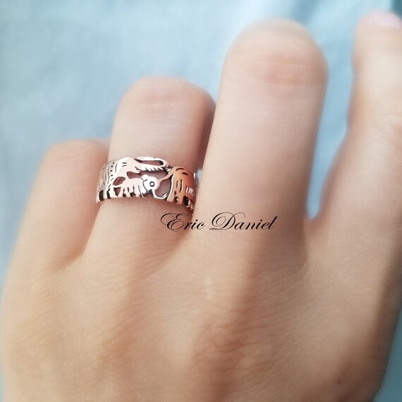 Elephant Family Reunion Sterling Silver Ring Elephant Family Reunion Sterling Silver Ring