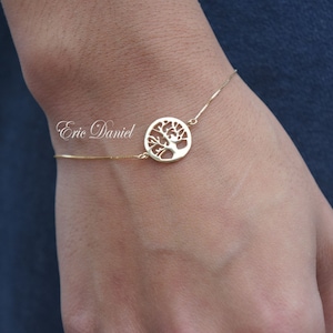 10K, 14K or 18K Solid Gold Family Tree Bracelet, Tree of Life Bracelet, Religious Source of Life Bracelet in Yellow, Rose or White Gold.
