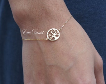 10K, 14K or 18K Solid Gold Family Tree Bracelet, Tree of Life Bracelet, Religious Source of Life Bracelet in Yellow, Rose or White Gold.