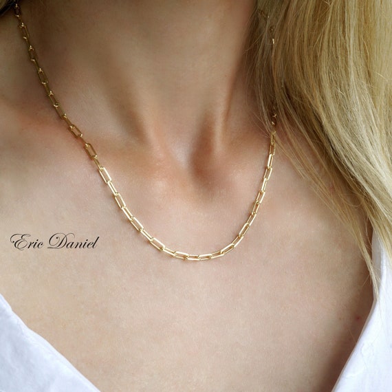 Large Paperclip Chain Necklace in 18k Yellow Gold Vermeil