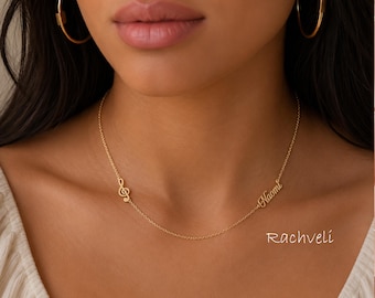 Personalized Sideways Treble Clef Necklace With Name, Music Note Necklace, Music Lover Gift, Music Fun, College Student, musician gift.