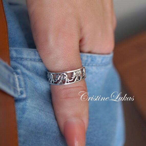 Elephant Family Reunion Sterling Silver Ring Elephant Family Reunion Sterling Silver Ring