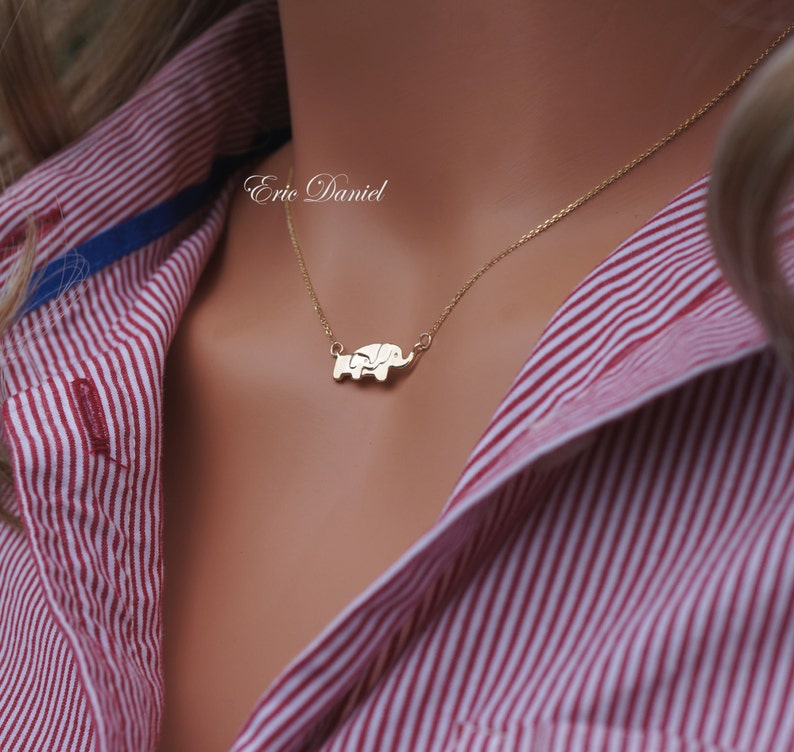 Mother Daughter Elephant Necklace 10k 14k 18k Solid Gold in Etsy
