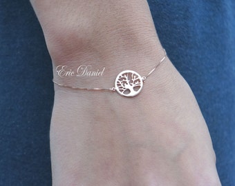 Bracelet d’arbre de vie ou bracelet d’ankert avec la chaîne de boîte en argent sterling, or jaune ou rose, arbre fait main de la vie.