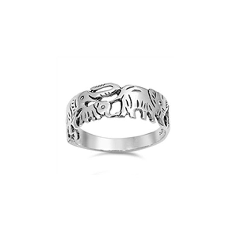 10k 14k Couples rings or 18k Solid Gold Family Elephant Ring in White Elephants in Love. Yellow or Rose Gold Good Luck Ring