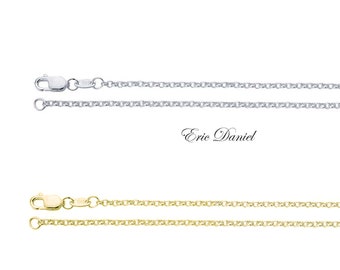 Sterling Silver Rolo Chain Necklace Short & Long Style. Also Available in Yellow And Rose Gold.