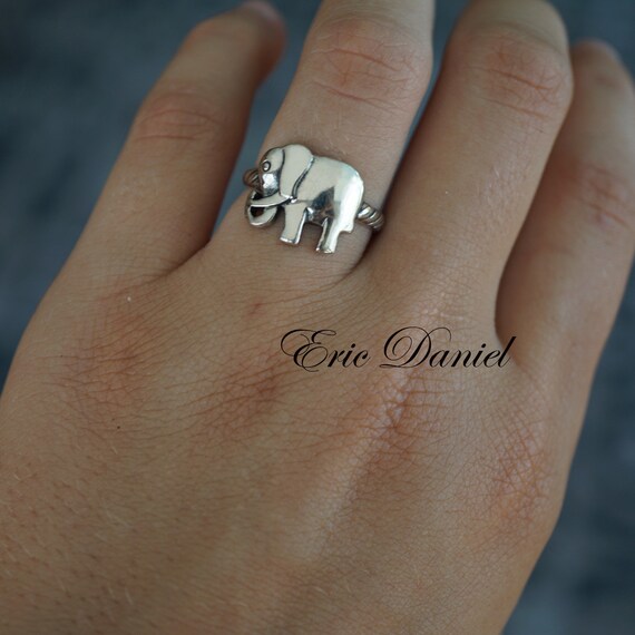 10k 14k oder 18k Solid Gold Geflochtenes Band Elefanten Ring in WeiB Gelb oder Rosegold Glucksring Amulett Ring Mutter Ring