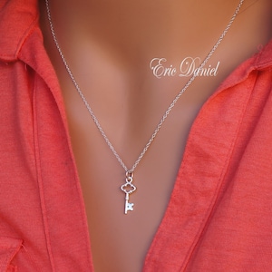10K, 14K or 18K Solid Gold Mini Key Necklace for Woman. Order in Yellow White or Rose Gold, Symbolic Necklace, Key To Your Heart Gift.