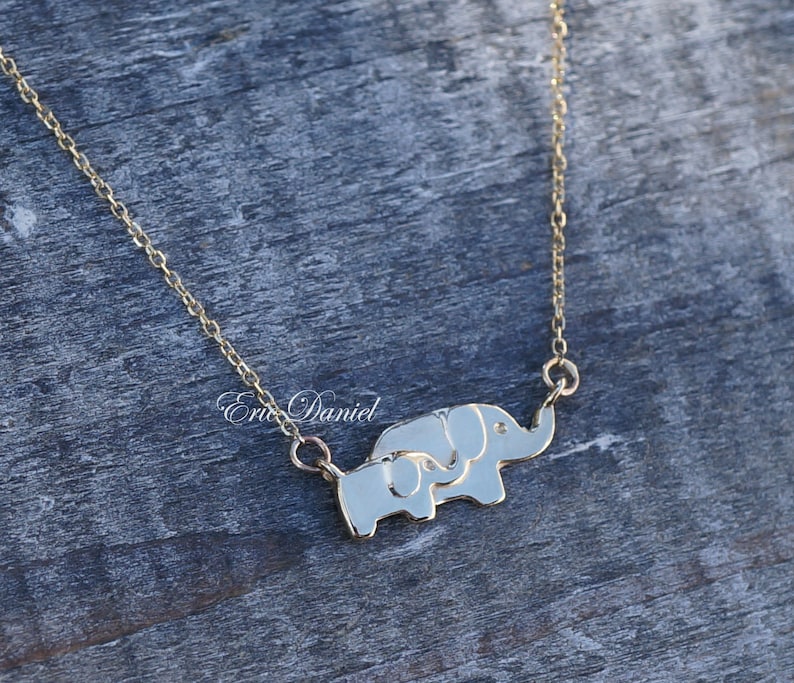 Mother Daughter Elephant Necklace 10k 14k 18k Solid Gold in Etsy