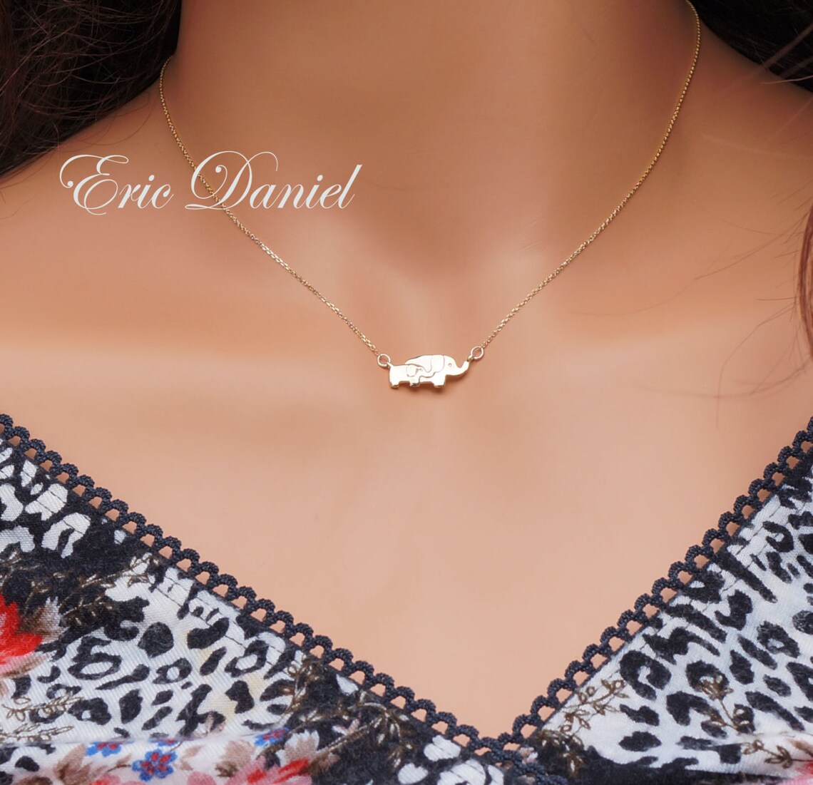 Mother Daughter Elephant Necklace 10k 14k 18k Solid Gold in Etsy