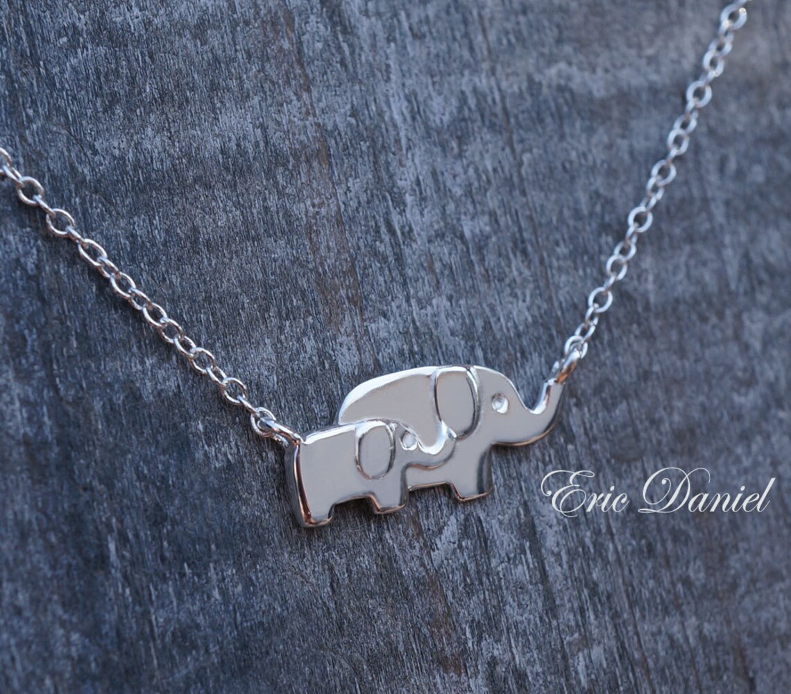Mother Daughter Elephant Necklace 10k 14k 18k Solid Gold in Etsy