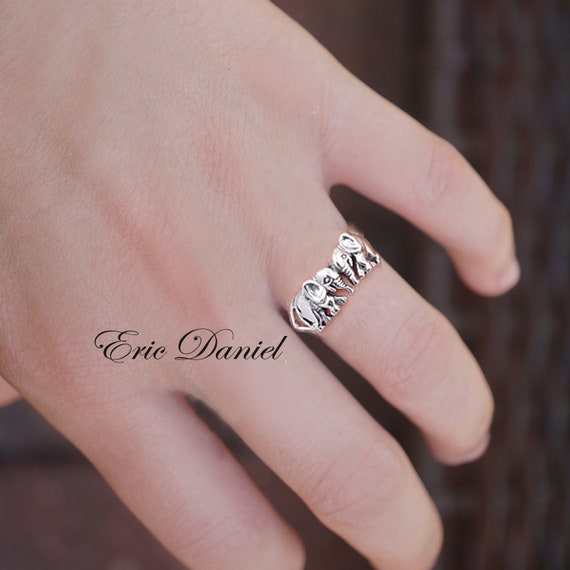 Elephant Family Reunion Sterling Silver Ring Elephant Family Reunion Sterling Silver Ring