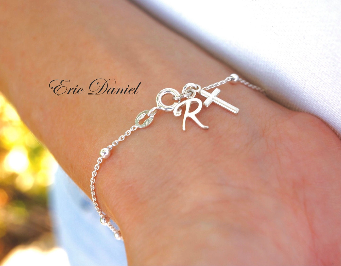 Personalized Rosary Bracelet With Cross 