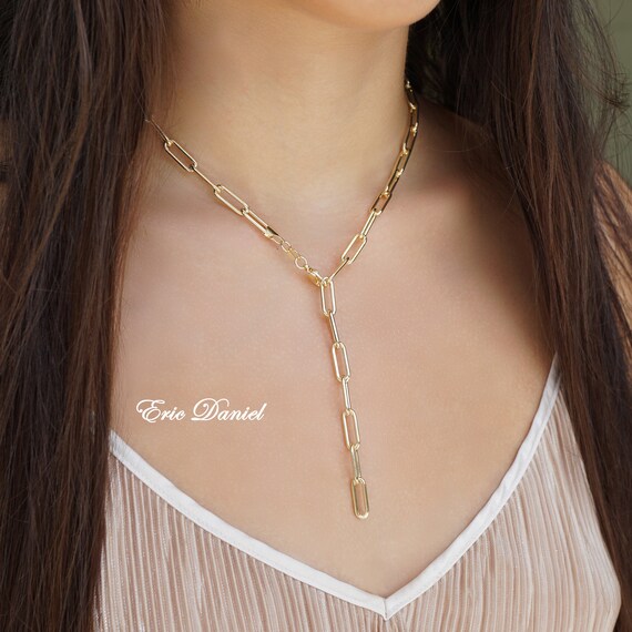 Paperclip lariat necklace deals