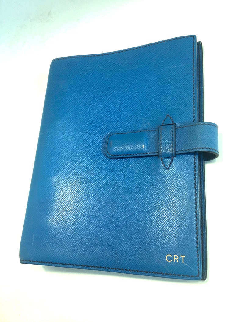 HERMES Vintage Iconic Blue Leather Day Planner Organizer Etsy