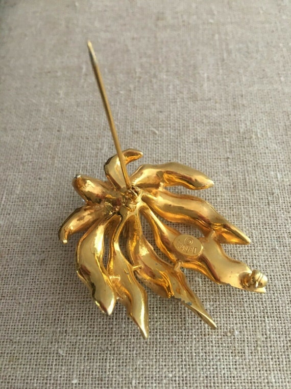 Dramatic DE MARIO BROOCH Vintage Pearl Leaves Bro… - image 4