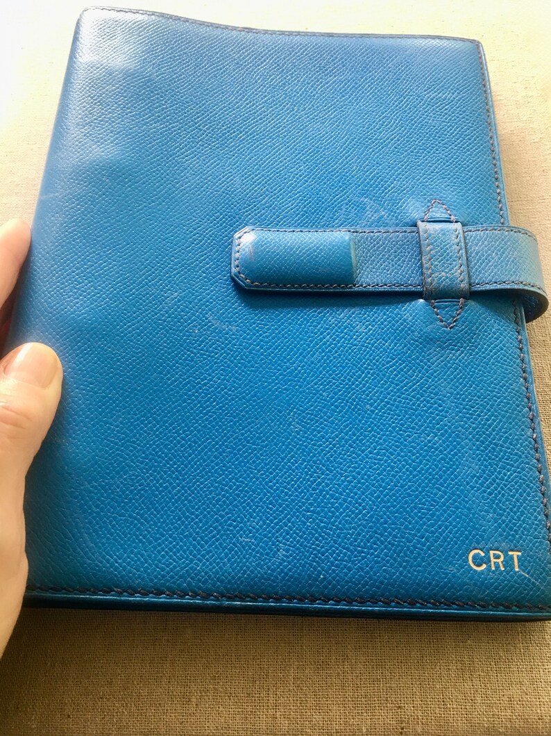 HERMES Vintage Iconic Blue Leather Day Planner Organizer Etsy