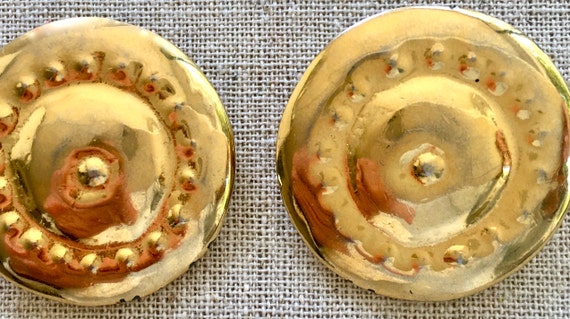 Fabulous ALEXIS KIRK Signed ETRUSCAN Medallion Earrings Huge  display picture 3