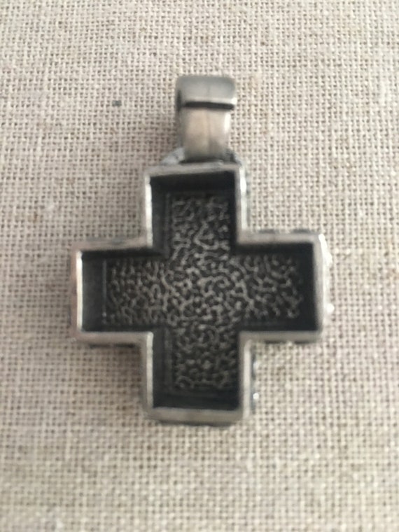Vintage Gun Metal Silvered Christian Cross Penden… - image 4