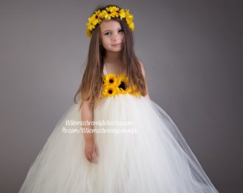 sunflower yellow flower girl dress